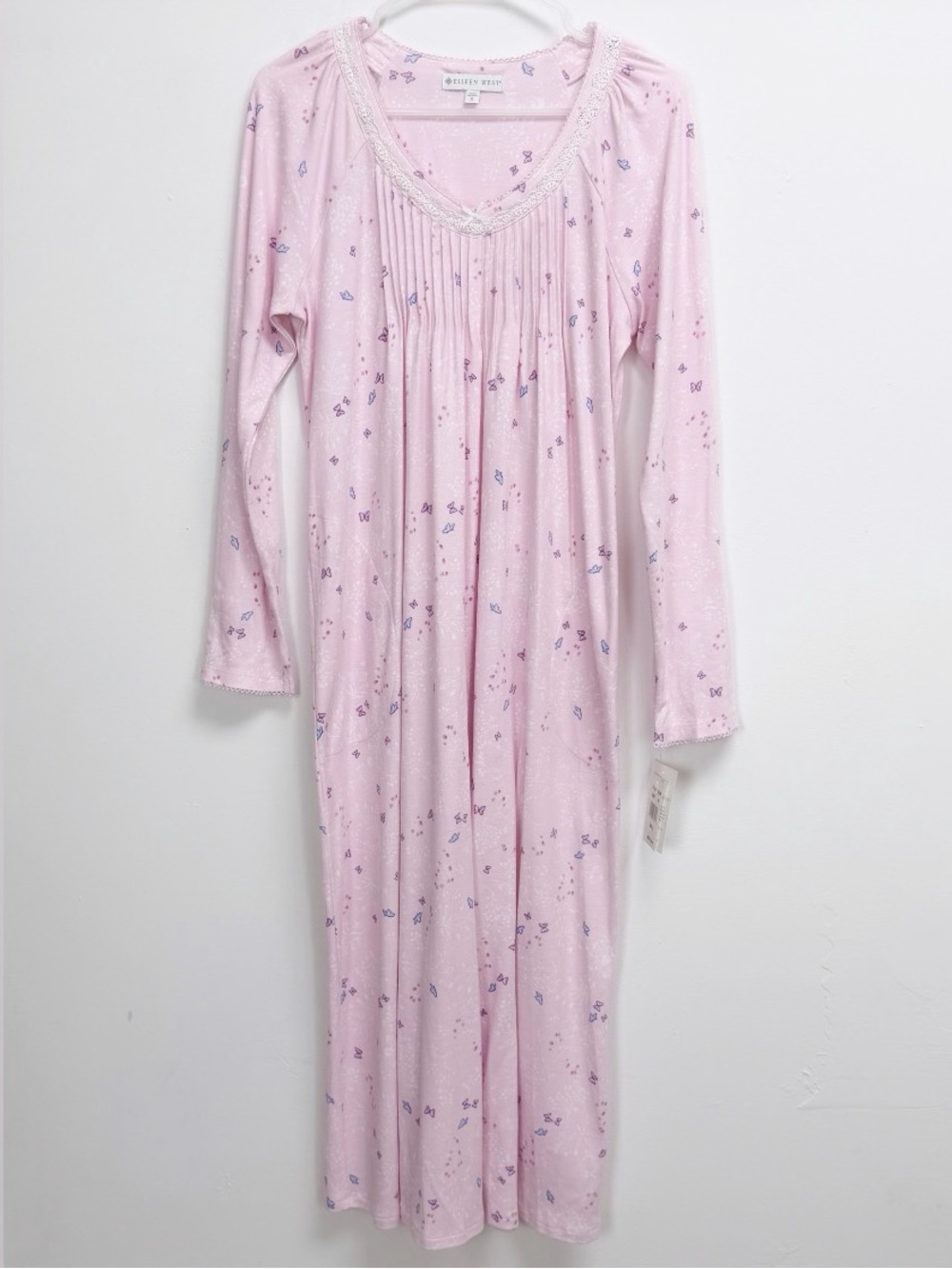 Eileen West Nightgown Womens Small Pink Butterfly Long Sleeve Pajamas NWT E80183
